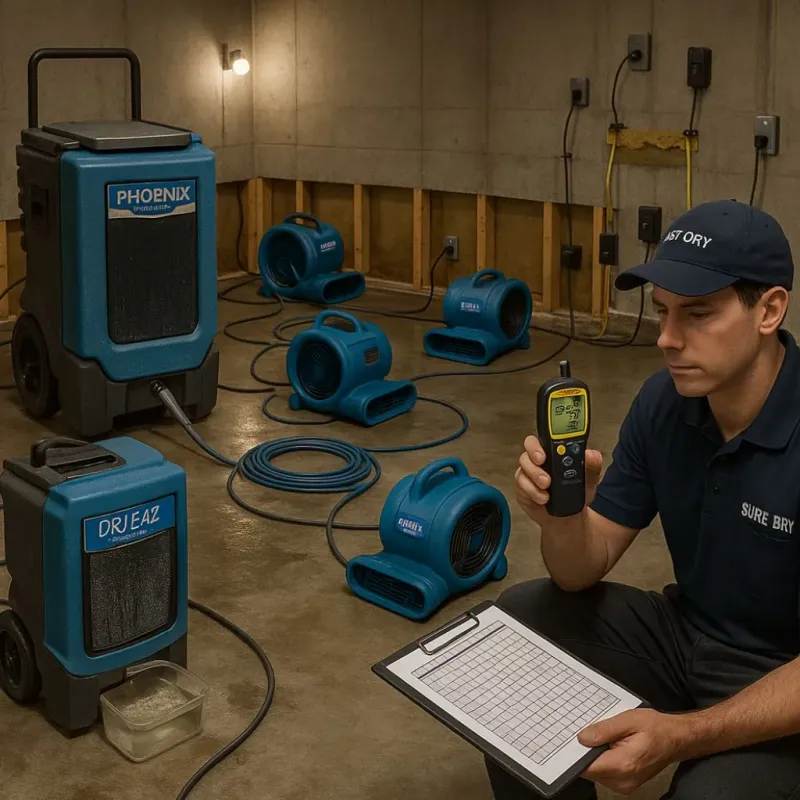 Structural Drying and Dehumidification process in Norfolk, MA